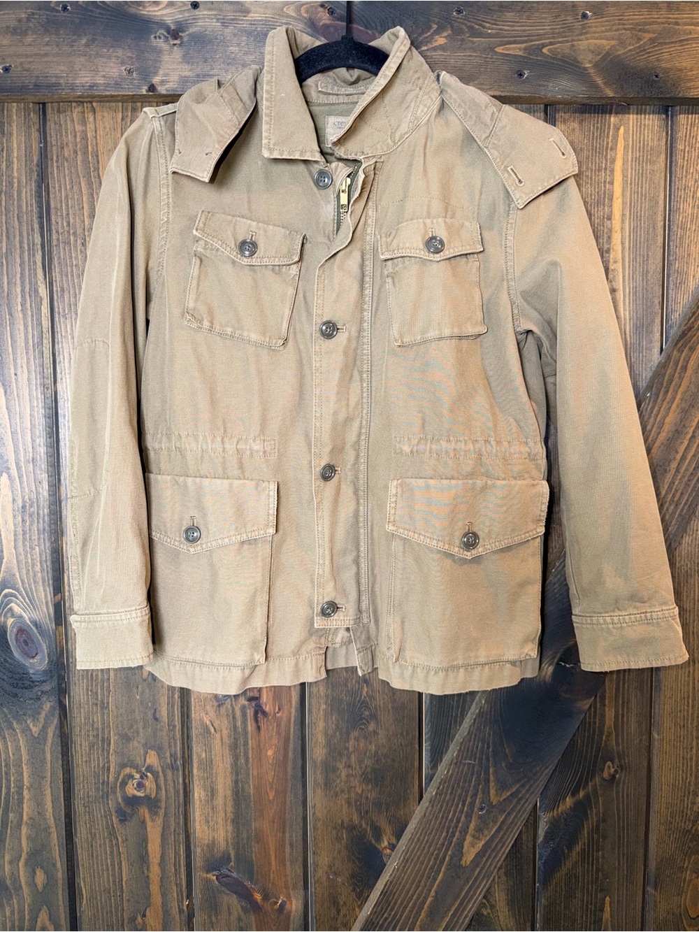 J Crew Crewcuts Hooded Utility Jacket Zip Button Gorpcore Field Jacket Sz 10Y